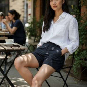 Spanx Black Nylon 6"Inseam UPF Quick Dry Sunshine Shorts Pull On Stretch Nylon M